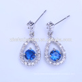 new products 2018 white gold plated earrings sapphire glass earrings